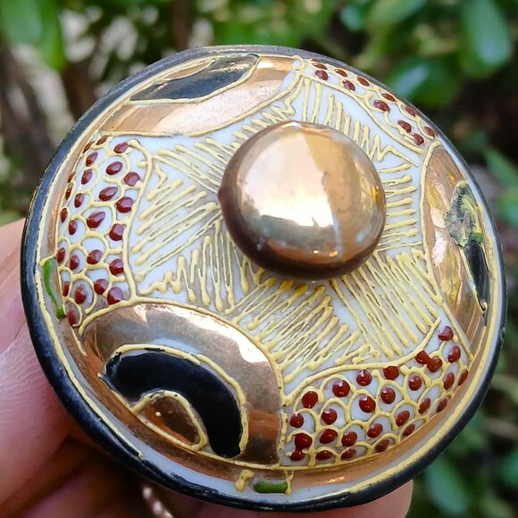 Stunning Vintage Japanese Gold Gilded Hand Painted Satsuma Moriage Tea & Sugar s - Picture 10 of 13